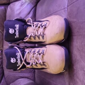 Men's size 13 Timberland hiking boots Euro hikers tan black and white